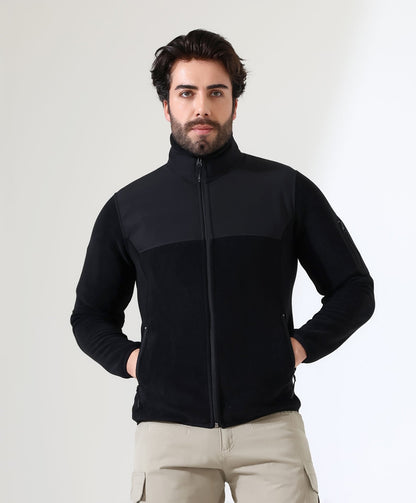 Erkek Outdoor Fermuarlı Polar Siyah