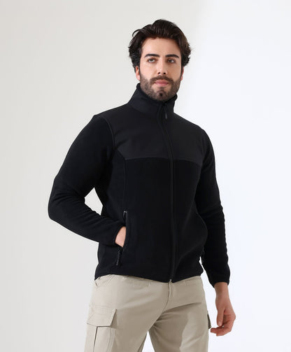 Erkek Outdoor Fermuarlı Polar Siyah